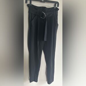 Vera mode belted black stretchy high waisted straight leg work pants